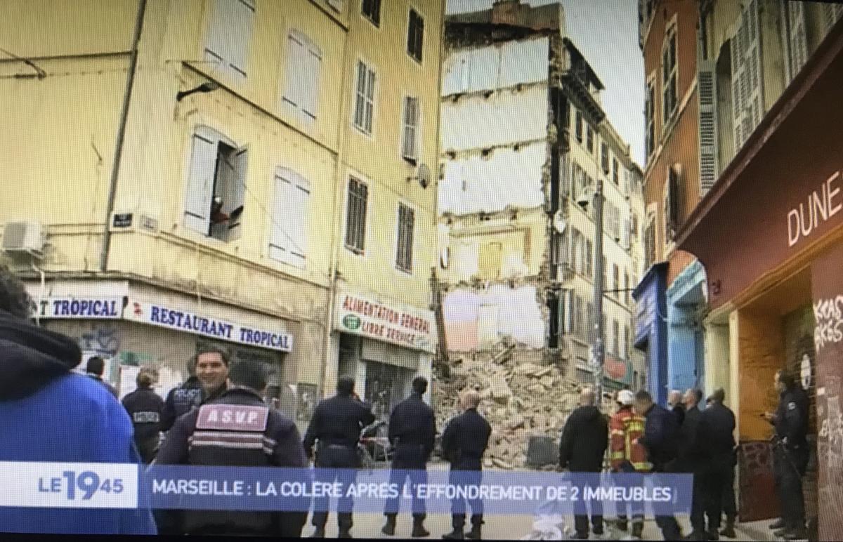 Les immeubles effondrés à Marseille, rue d'Aubagne, mardi 6 novembre au soir