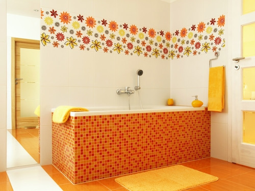 salle de bain colorée
