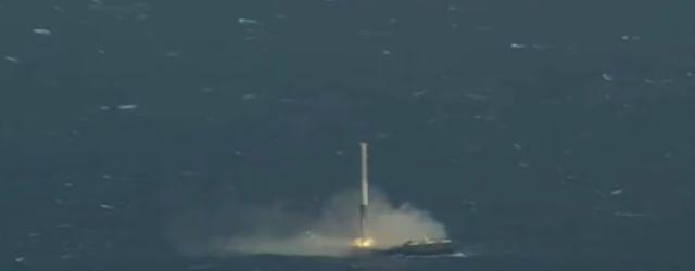 space X réussit à faire poser le premier lanceur de Falcon 9 en pleine mer