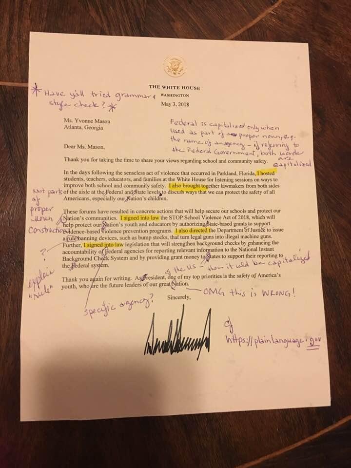 Lettre de la Maison Blanche