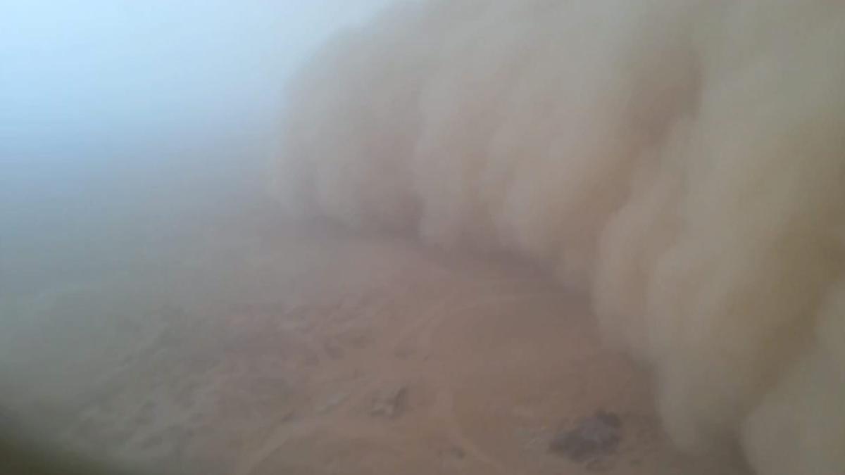 Tempête de sable vue d'un avion