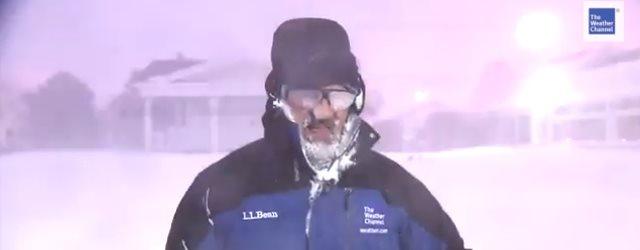 Jim Cantore en liesse après un orage de neige