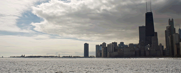 Le Lac Michigan partiellement gelé