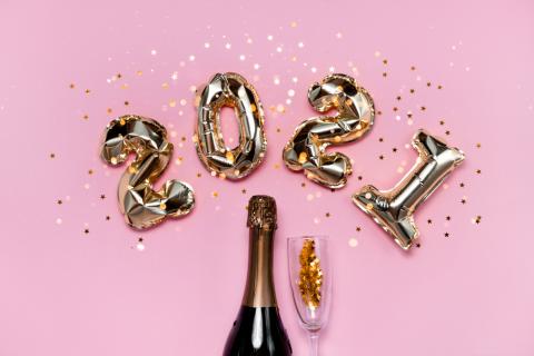 2021 nouvelle année célébrations champagne