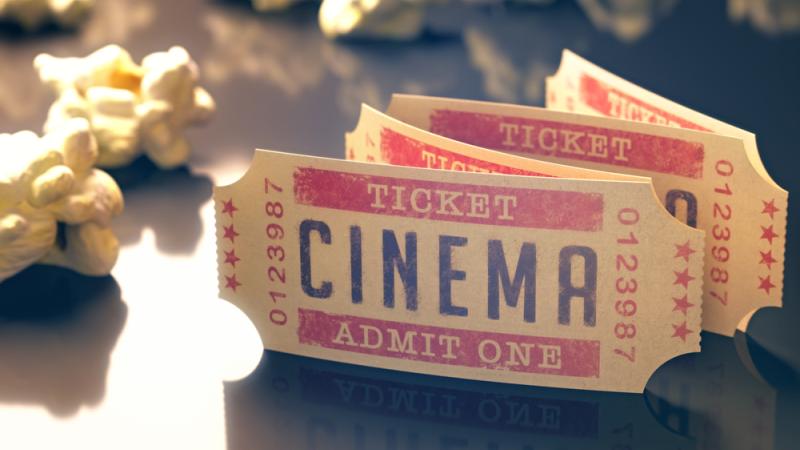 ticket de cinema avec popcorn