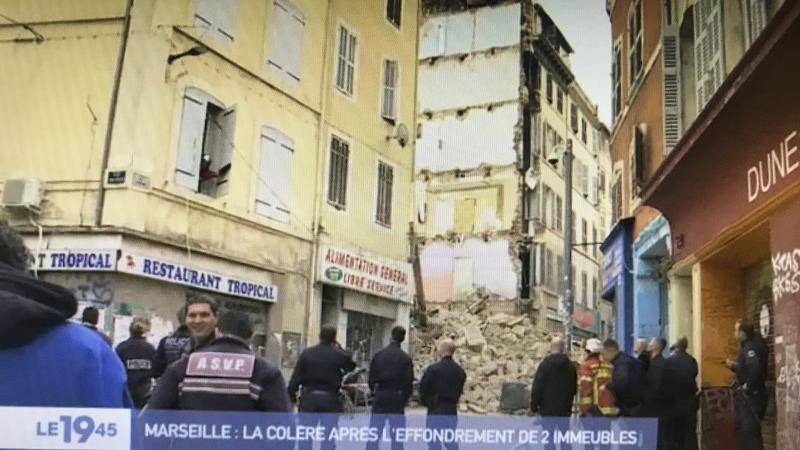 L'effondrement des immeubles à Marseille, rue d'Aubagne.